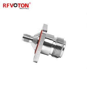 SMA ตัวเชื่อมต่อแจ็คตัวเมียเป็น N ชนิดตัวเมียแผงทองเหลืองกันน้ำติดตั้งหน้าแปลน N-SMA อะแดปเตอร์ตัวเชื่อมต่อโคแอกเซียล <span class=keywords><strong>kkf</strong></span> RF - Product Image 3