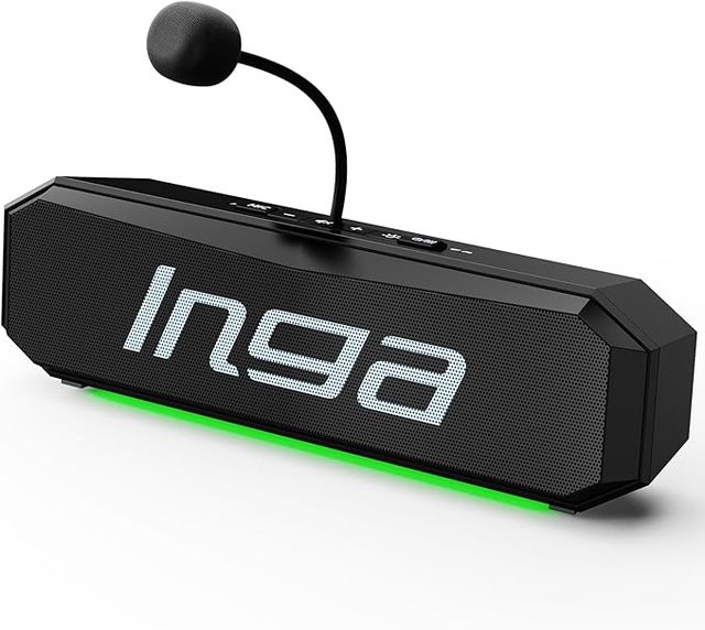 INGA Computer Speakers With Detachable Mic Plug-and-Play USB Soundbar With Dynamic Lighting Game/Music Modes, Compatible With
