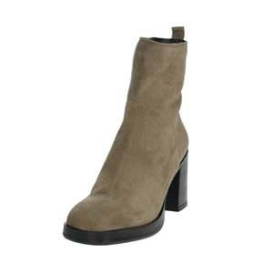 Botines de mujer en gamuza color taupe con tacón cuadrado y cierre de cremallera - Product Image 6