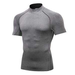 قمصان ضاغطة مخصصة للرجال بياقة عالية وأكمام قصيرة، قميص رياضي ضيق سريع الجفاف وماص للرطوبة للصيف - Product Image 5