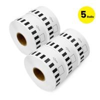 Lot de 5 rouleaux de papier thermique continu compatible Brother DK-22210 pour étiquettes Dk2210