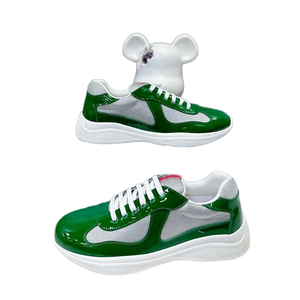 รองเท้าผ้าใบสีดำและน้ำเงินสำหรับฤดูร้อนรองเท้าใส่เดินลำลองสำหรับผู้ชายและผู้หญิงพร้อมกล่องตาข่ายไนลอนหนังดีไซน์ด้านบนทำจากไนลอน - Product Image 1