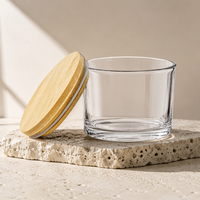 Bocaux à bougies transparents de 4 oz, petits bocaux en verre à large ouverture avec couvercles en bambou pour la fabrication de bougies, conteneur en vrac