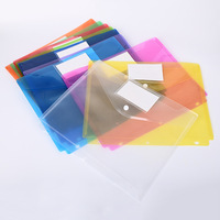 Pochette à bouton-pression pour classeur A4 A5 FC, 3 trous, transparente, en PP coloré, pour documents, classeurs de rangement