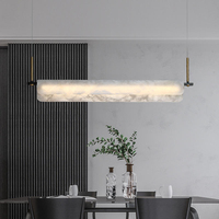 Lustre design de luxe simple, forme ronde et rectangulaire, en marbre naturel pour chambre, bureau, bar, luminaire suspendu en albâtre