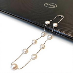 Pulsera de Perlas y Cuentas Plateadas de Latón de Primera Calidad, Elegante y Moderna, para Bodas y Fiestas - Product Image 2