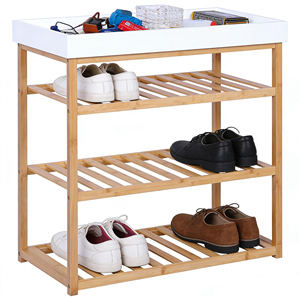 Étagère à chaussures en bois scandinave moderne à 4 niveaux sur mesure pour l'entrée de la maison et l'organisation du salon - Product Image 1