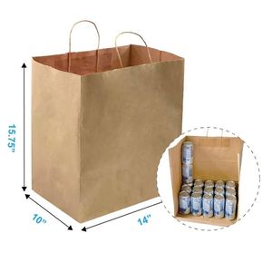 Bolsas de Papel Kraft Marrón Lisas con Asas Retorcidas y Logotipo Personalizado, 14x10x15.75 Pulgadas - Product Image 6