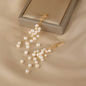 Pendientes largos con borlas y perlas naturales para mujer, estilo gitano, WENCHI - Product Image 4