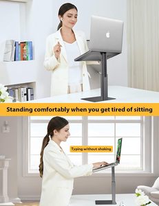 노트북 MacBook 11-17 인치 용 데스크 라이저용 인체 공학적 알루미늄 높이 조절 식 앉기 및 서있는 노트북 홀더 스탠드 - Product Image 2