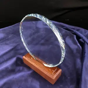 Blank Circle Crystal Trophy With Wooden Base MH-NJ0149