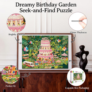 Puzzle de jardin Joyeux Anniversaire de 1000 pièces, puzzle en papier à chercher et trouver pour adultes, enfants, jeu familial, cadeau d'anniversaire, décoration intérieure - Product Image 4