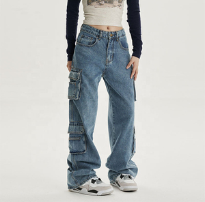 Pantalon Harem Décontracté Taille Haute Personnalisé pour Femme, Jean Cargo en Denim Respirant Extensible, Léger et Simple pour l'Automne, Vêtements pour Maman - Product Image 4