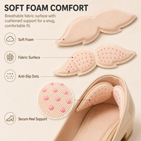 Coussinets de talon en mousse à mémoire de forme, forme ailée, adhésifs, antidérapants, réducteurs de taille de chaussure, pour mocassins, escarpins, chaussures plates, couleur nude et noir, inserts confortables