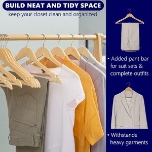 Bằng Gỗ Móc Áo Gỗ Tự Nhiên Phù Hợp Với Móc Với Không Trượt Quần Thanh Quần Áo Móc Cho Áo Sơ Mi Áo Khoác Ăn Mặc Quần - Product Image 6