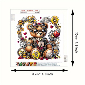 Pittura Diamante Creativa Personalizzata 30x30cm a Forma di Orso per Decorazione Soggiorno, Pittura Diamante a Forma Speciale con Cristalli per Decorazione Murale - Product Image 2