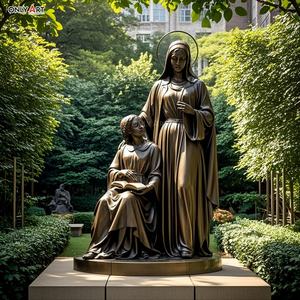 Décor extérieur chrétien Bronze coulé grande vierge marie mère Saint <span class=keywords><strong>Anne</strong></span> Sculpture tenant Bible taille réelle <span class=keywords><strong>St</strong></span> <span class=keywords><strong>Anne</strong></span> <span class=keywords><strong>Statue</strong></span> en laiton - Product Image 6