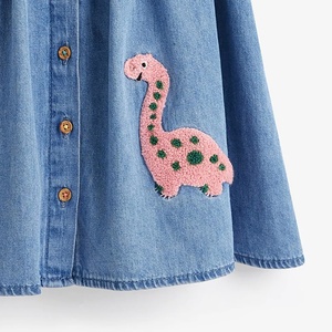 Gonna estiva Casual da ragazza in Denim a maniche corte stile europeo americano con toppa ricamata abito da <span class=keywords><strong>bambina</strong></span> con disegno a cartoni animati - Product Image 5