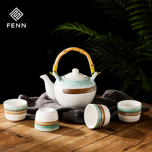 FENN Low MOQ Factory Wholesale <strong>Japan</strong> Restaurant Usage Hand Painted Ceramic Stonewar <strong>Tea</strong> <strong>Set</strong> a Pot and 4 Cups <strong>Tea</strong> Pot With Lid - Product Image 1