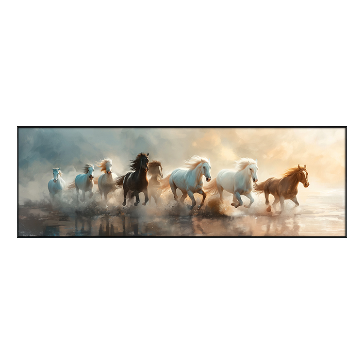 8 Running Horse Painting - Modern Framed Wall Art Decor