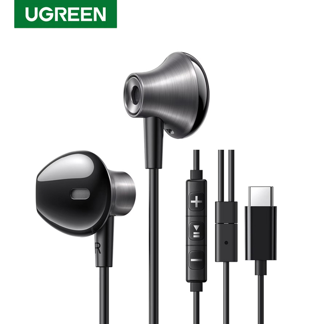 UGREEN USB C Wired Earphone Mic&Volume Control HiFi Stereo Wired Type C Headphone Portable Ergonomic Design Sports Earbuds
