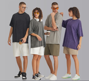 Camiseta de algodón lavado vintage de 230GSM de alta calidad de gran tamaño de talla grande para hombre de peso pesado - Product Image 5