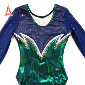 <span class=keywords><strong>Justaucorps</strong></span> de gymnastique à manches longues <span class=keywords><strong>vert</strong></span> foncé pour la performance - Product Image 4