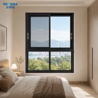 Yomoga Horizontales Schmalrahmen-Schiebefenster mit Magnetischem Fliegengitter und Gehärtetem Sicherheitsglas für Villen, Schulen und Fabriken - Maßanfertigung