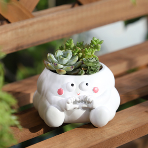 ROOGO Vente en gros Mini petits pots à plantes mignons pour exprimer <span class=keywords><strong>son</strong></span> humeur Jardinières en pot de plantes succulentes en résine sur la table - Product Image 4