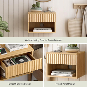 Table de <span class=keywords><strong>chevet</strong></span> beige haut de gamme, design moderne européen à rainures verticales, sur mesure et en gros - Product Image 3