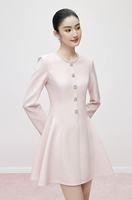 Service OEM ODM, robe courte à manches longues pour femme, décorée de strass, style automne, coupe évasée, pour tous les jours et le bureau, personnalisable