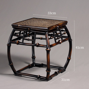 Tabouret de tambour en bambou de style Ming, carré, 33x31x41cm, table à thé durable, support pour bonsaï - Product Image 1