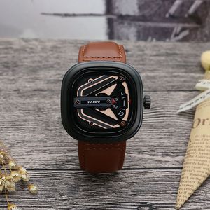 Wholesale High End Men's Square Mechanical-Style Quartz Watch Cutout Design Luminous <b>Waterproof</b> <b>Silicone</b> Strap - Product Image 4