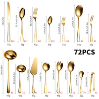 Fabricants vente en gros ensemble de vaisselle en acier inoxydable 72/84 ensembles d'ustensiles de service couteau, fourchette et cuillère boîte-cadeau