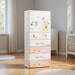 ตู้เสื้อผ้าเด็ก 6 ชั้น ลายการ์ตูน พลาสติก สำหรับใส่เสื้อผ้า น่ารัก ความจุเยอะ ใช้ได้หลากหลาย ตู้เก็บของเล่นเด็ก - Product Image 3