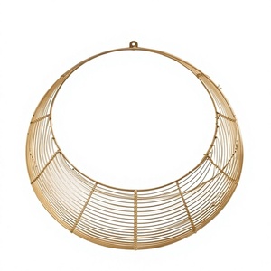 Gold Metal Wire Fruit Storage <b>Basket</b> Round Open Bowl Modern Kitchen Countertop <b>Vegetable</b> Organizer <b>Stand</b> - Product Image 1