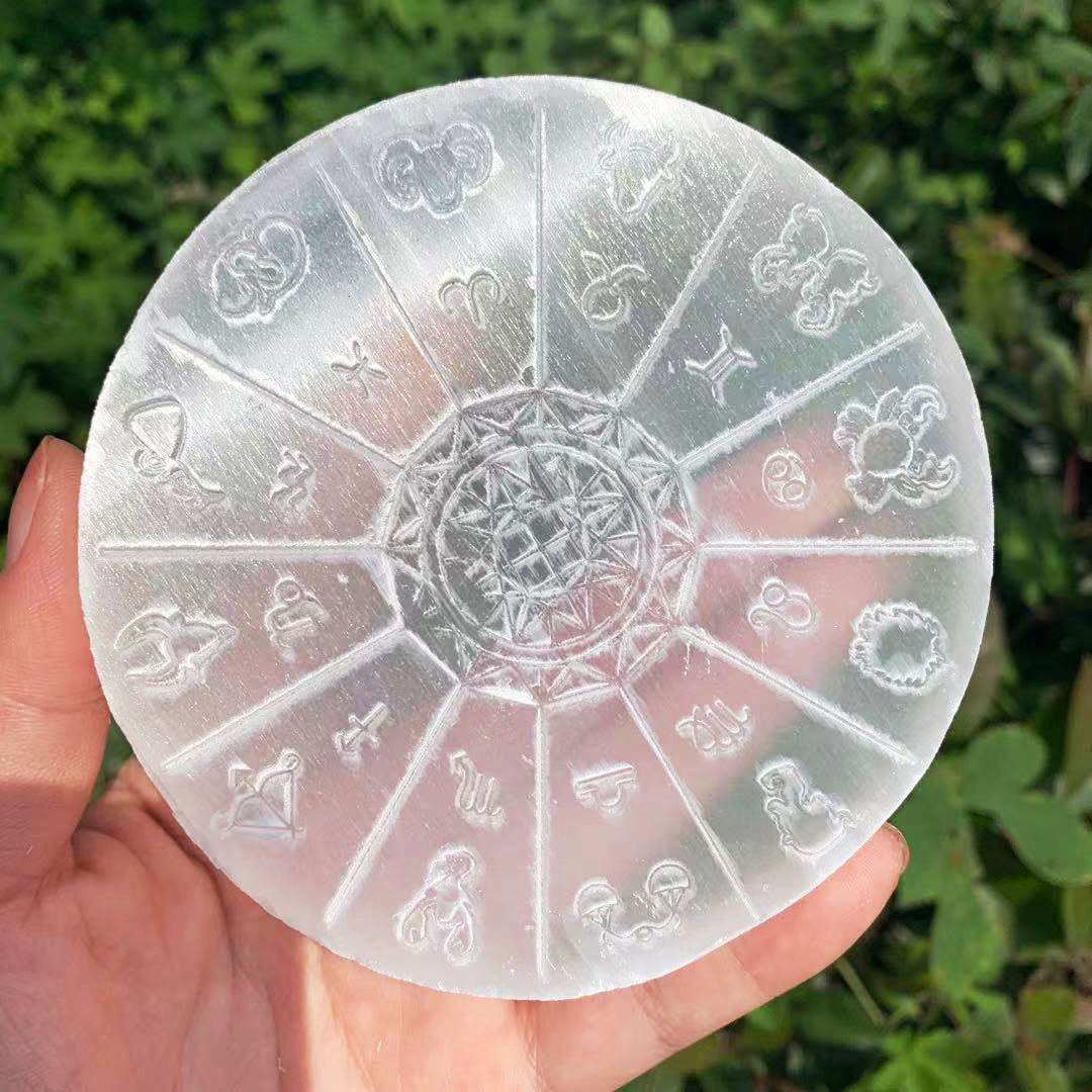 disque de sélénite roue du zodiaque
