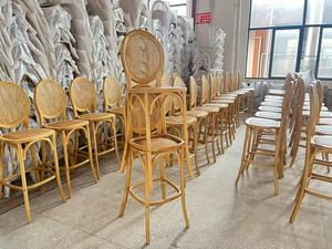 Cổ điển thanh gỗ phân với tựa lưng mây - Product Image 2