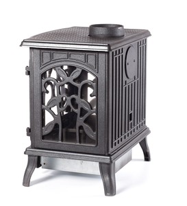 <span class=keywords><strong>Poêle</strong></span> <span class=keywords><strong>à</strong></span> <span class=keywords><strong>bois</strong></span> de style français. Vue sur le feu de trois côtés. Cheminée en fonte. - Product Image 3