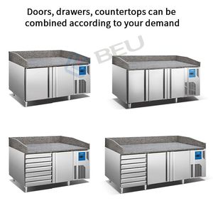 <span class=keywords><strong>Réfrigérateur</strong></span> <span class=keywords><strong>sous</strong></span> le comptoir GN 2 portes pour salade et pizza avec dessus en granit - Product Image 2