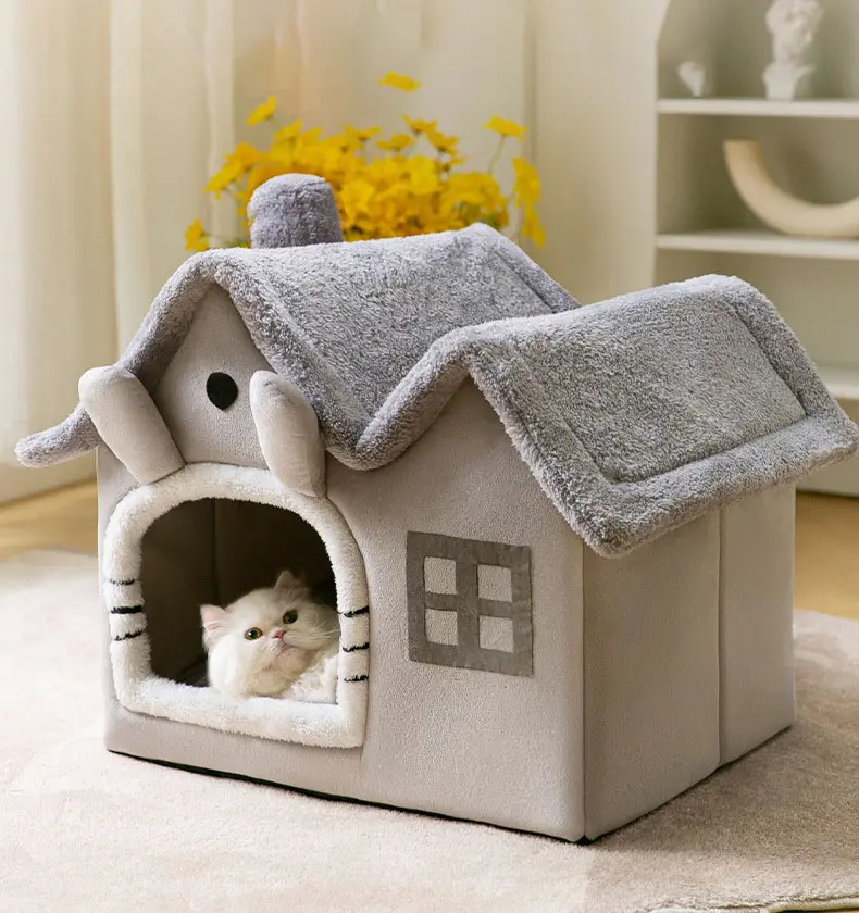 Dierbenodigdheden Wasbaar Warm Pluche Zachte Huisdier Huis Opvouwbaar Bed Voor Kleine Medium Grote Honden Katten