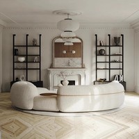 Grande Promotion Canapé Haricot Incurvé Minimaliste Moderne en Velours d'Agneau de Qualité Supérieure, Créatif et Nordique, pour Salon
