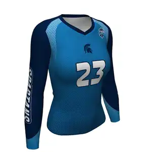 Oem Sports Long Sleeves Full Sublimation Volleyball Jersey Uniforms Tshirt Manufacturers Volleyball Clothing Brands