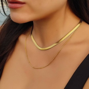 New 18k Stainless Steel Women Jewelry Rope Link <b>Necklace</b> <b>Long</b> Real Gold Plated Flat Snake <b>Chain</b> <b>Necklace</b> - Product Image 3