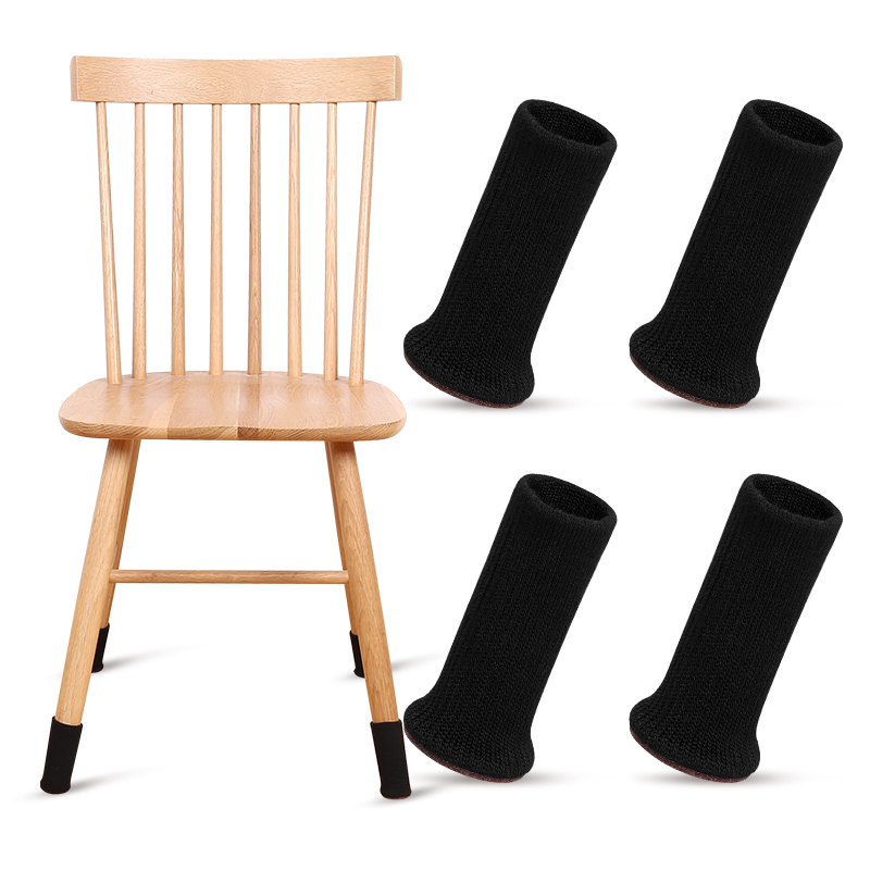 16PCS Black Silicone Chair Leg Floor Protectors With Wrapped Felt