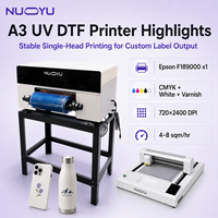 Imprimante UV DTF NY-A301A3, ensemble complet avec support et machine de découpe, tête Epson F189000 unique pour autocollants personnalisés et étiquettes en cristal