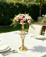 Accessoires de mariage, décorations de table, chandelier, torsades en fer doré, support à fleurs de rue, décorations de table de mariage