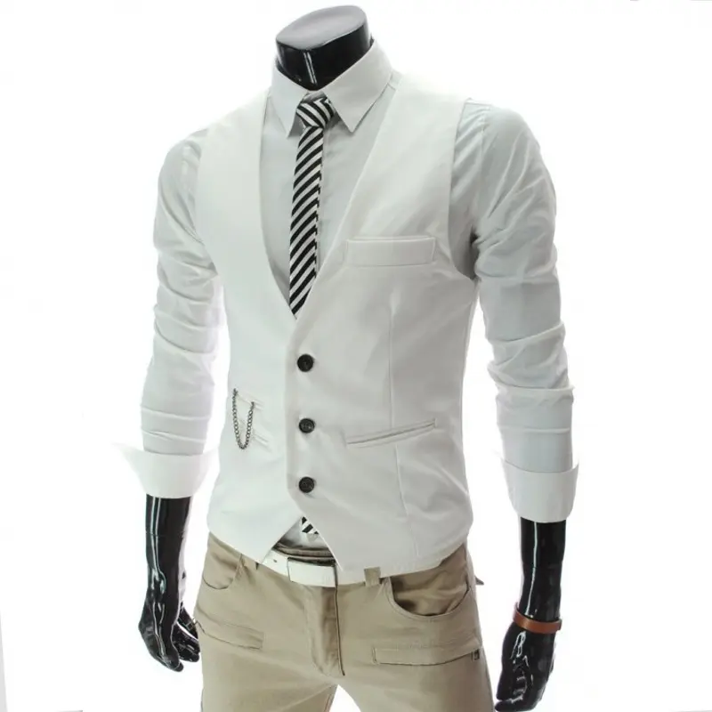 The New Slim V-Neck Suit Vest Men'S British Business Fashion Suit Vest Trendy Men Groom Formal Men's Suit Waistcoat Dress Vest