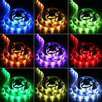 Tira de Luces LED Inteligente RGB 5050 de 5V Regulable para Fondo de TV Luz Ambiental con Control Remoto de 24 Botones Alimentada por Baterías