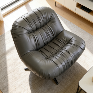 Fauteuil pivotant en <span class=keywords><strong>cuir</strong></span> de luxe moderne, meubles de salon, canapé confortable ergonomique, fauteuil d'appoint, hôtel - Product Image 4
